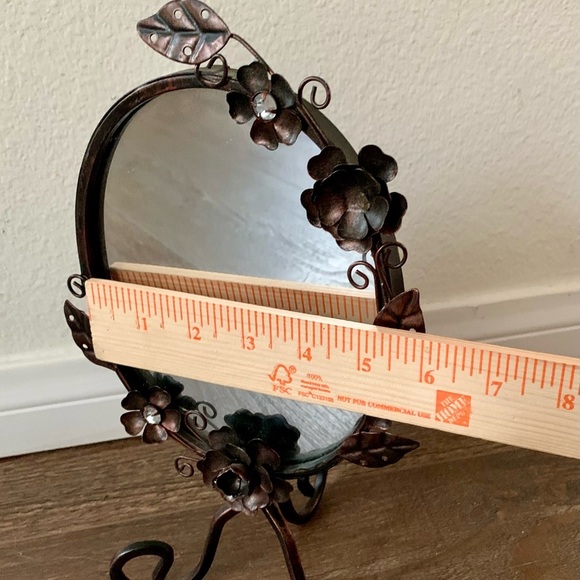 Vintage ornate metal frame mirror 11” - Picture 3 of 11